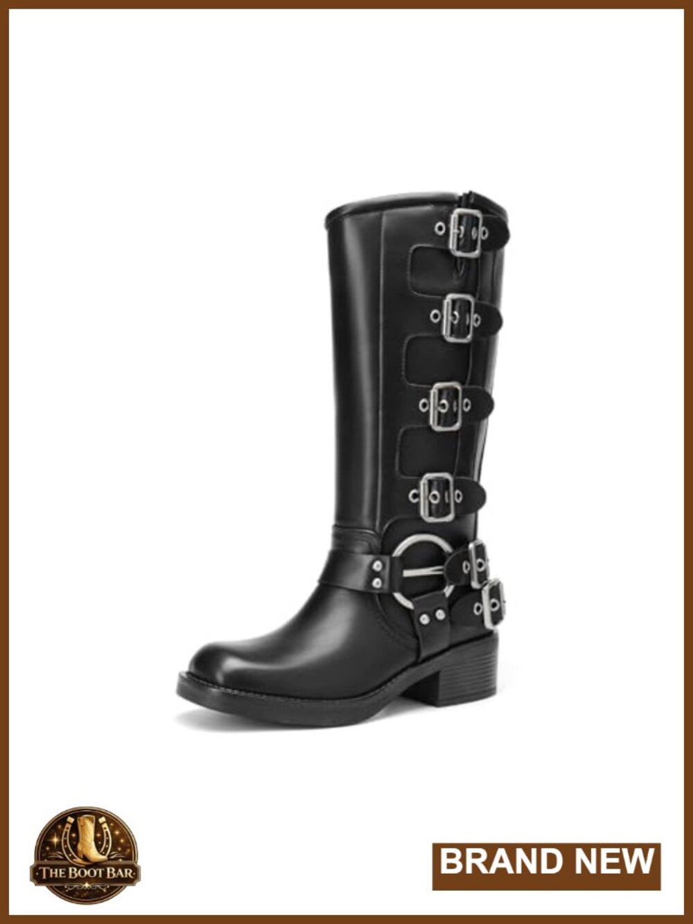 Dream Pairs Women's Knee High Moto Boots Faux Leather Block Heel